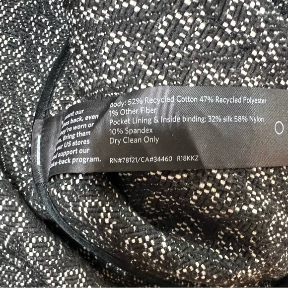EILEEN FISHER Large Jacquard Suit Blazer  FLIGHT JACKET BLACK Zip Career - Picture 5 of 5